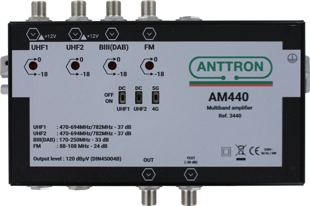 POJAČALO LIN. MULTIBAND AM440 UHF(2)/VHF/FM Reg. 120dBmax
