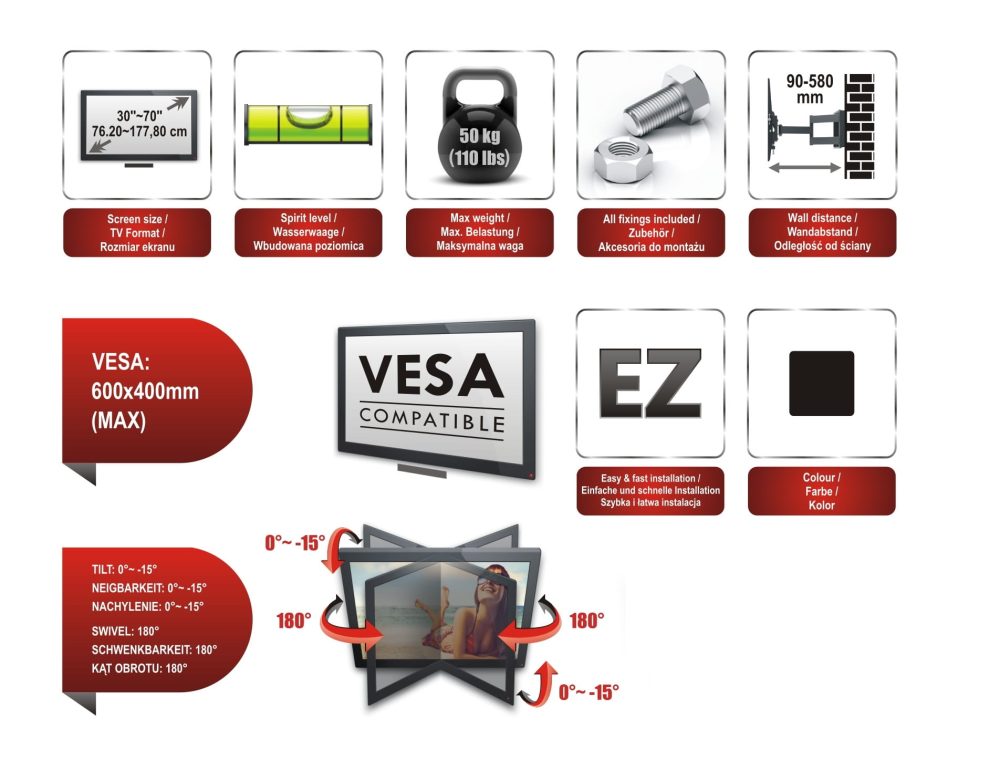NOSAČ ZA LED AX HERMES 30-70" - Slika 5