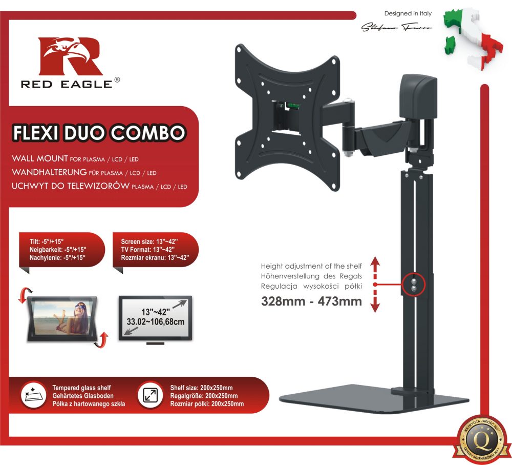 NOSAČ ZA LED AX Flexi Duo 13-42" + Staklena polica - Slika 5